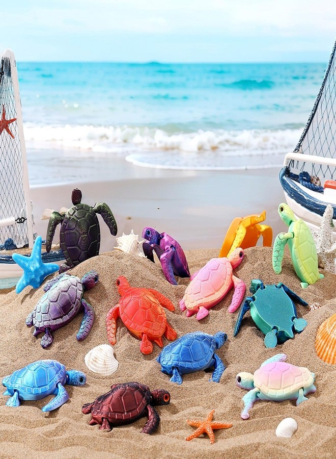 Soulchen 12 Pcs 3D Printed Turtle 3D Printed Animals Sea Turtles Toys Gradient Colors Flexible Animals Statue Desk Fidget Funny Positive Motivational Gifts for Office Home Decor - Image 5